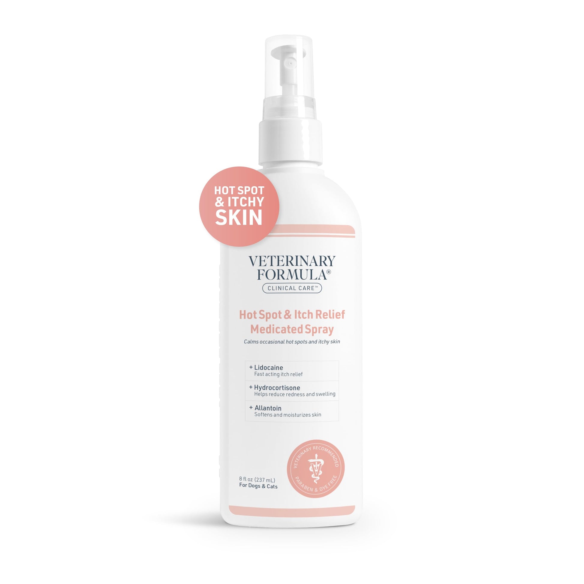 Veterinary Formula Clinical Care Hot Spot & Itch Relief Medicated Spray, 8oz – Easy to Use Spray for Dogs & Cats – Helps Alleviate Sensitive Skin, Scratching, and Licking of Coat (1 Pack)