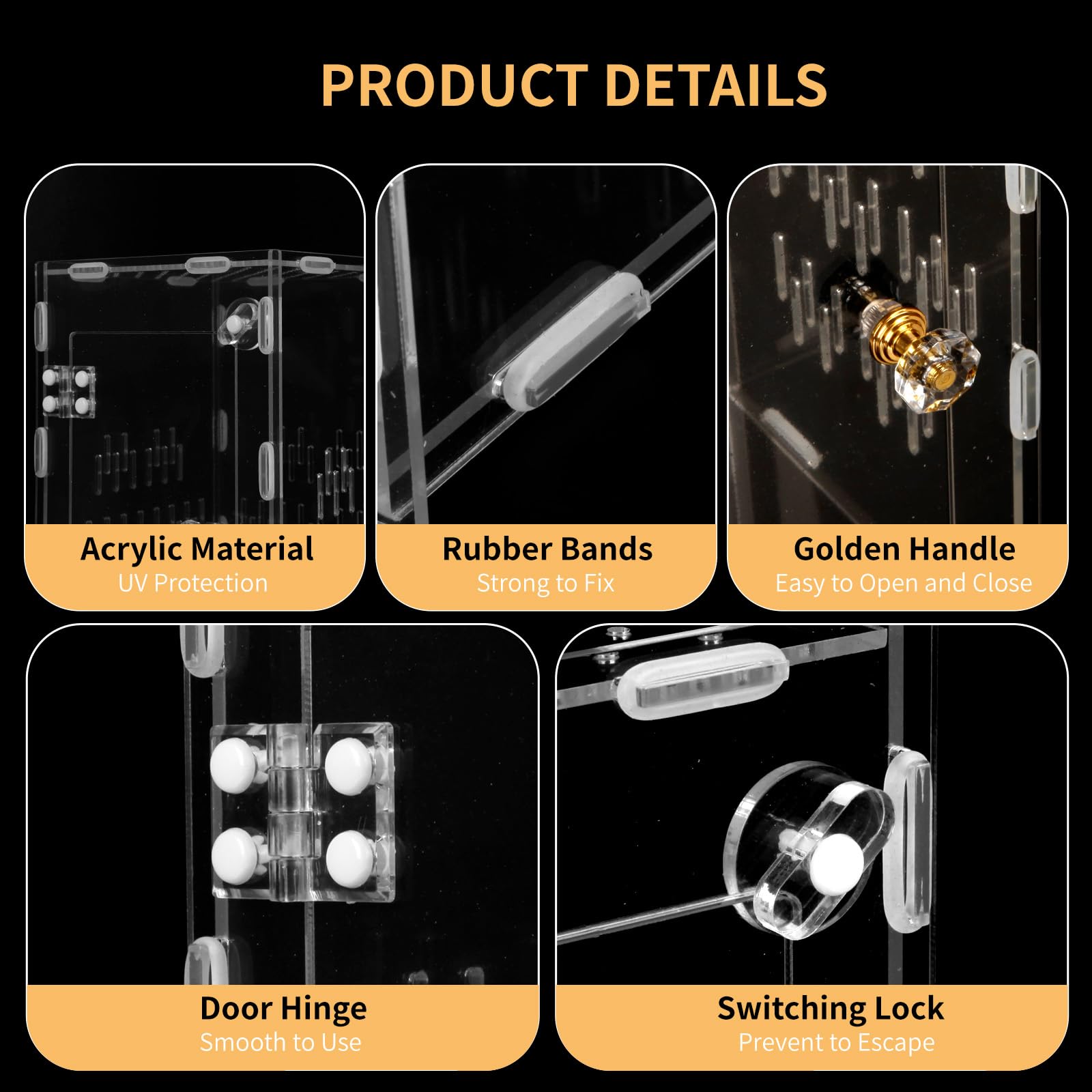 Reptile Terrarium Easy Assembly, 360° Clear