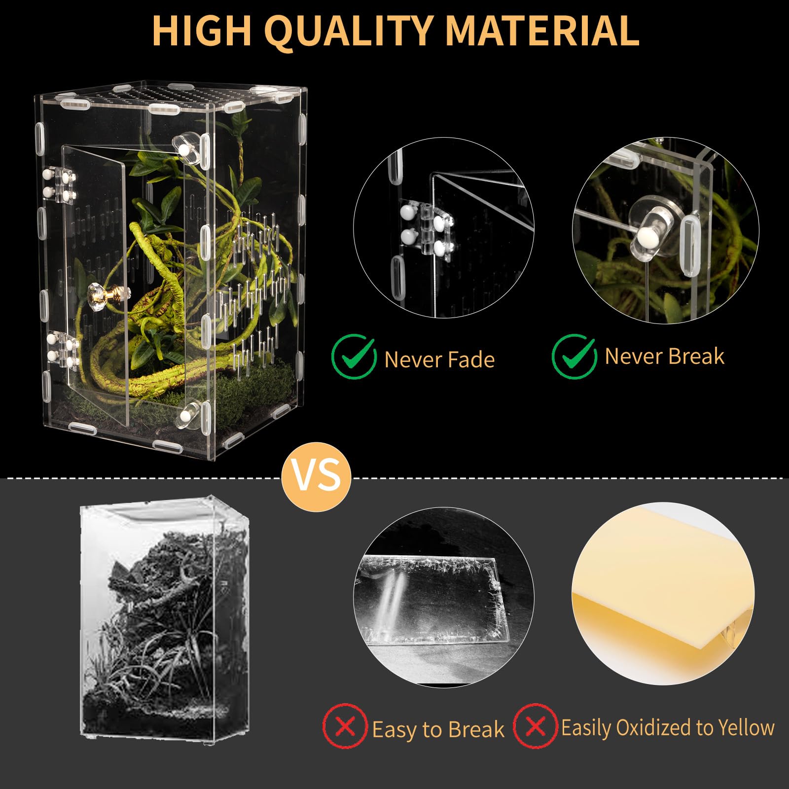 Reptile Terrarium Easy Assembly, 360° Clear
