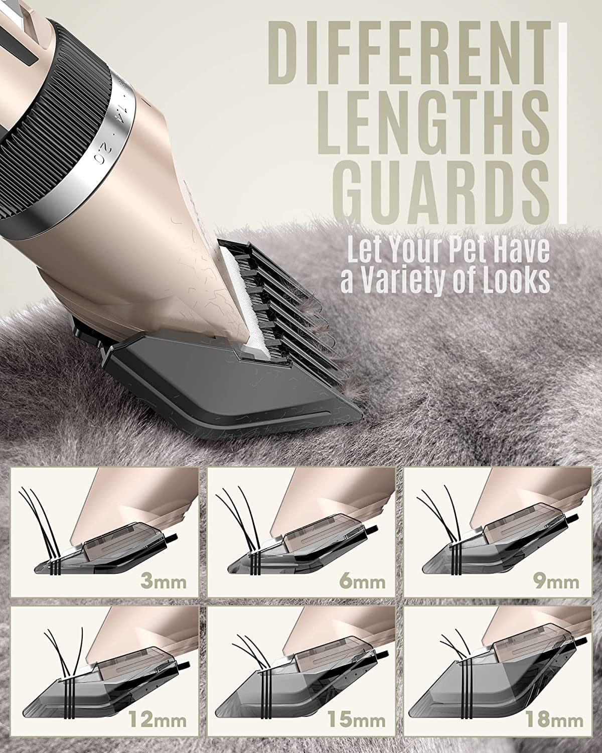 Dog Clipper Low Noise, Dog Grooming Kit with Rechargeable