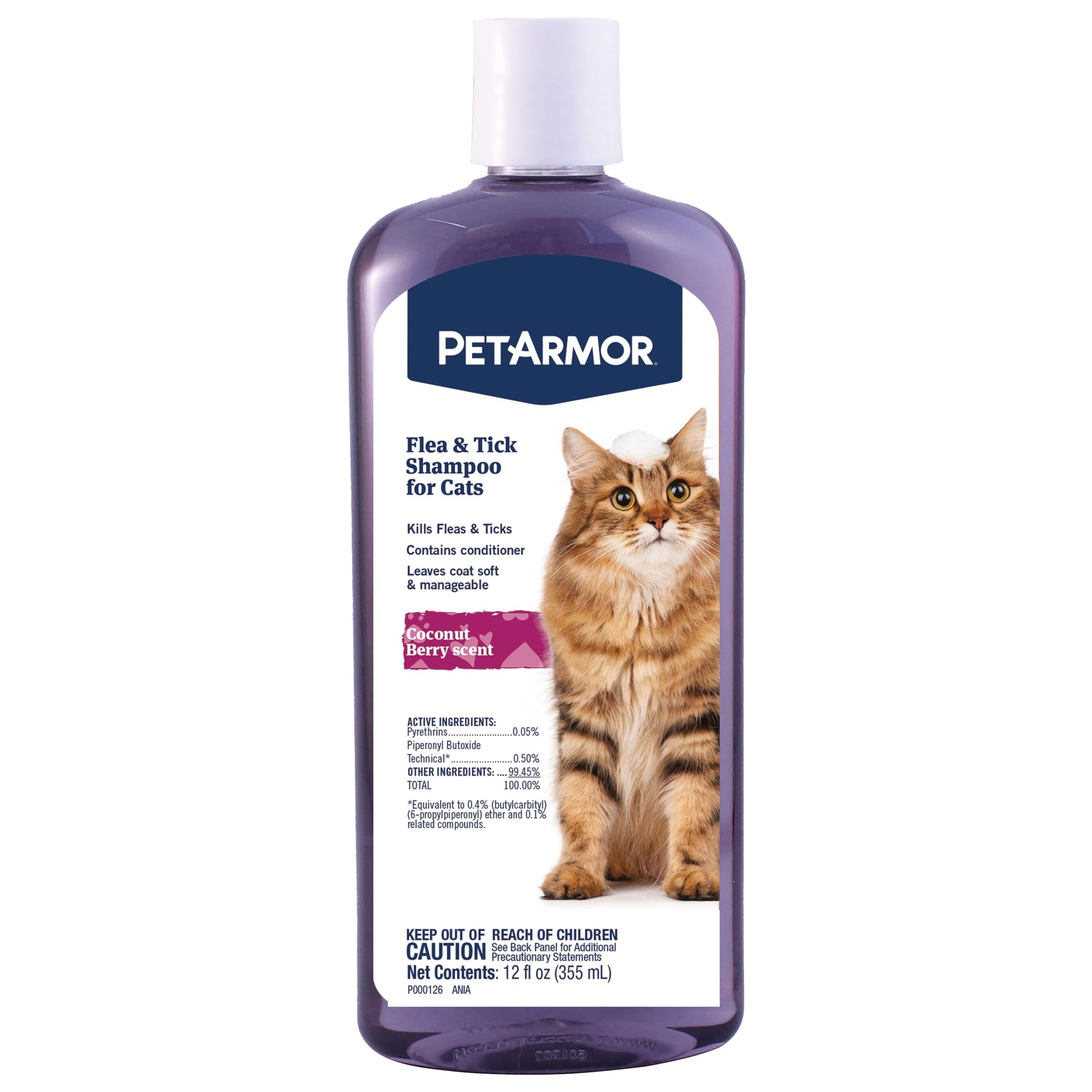 Flea and Tick Shampoo for Cats, Coconut Berry Scented