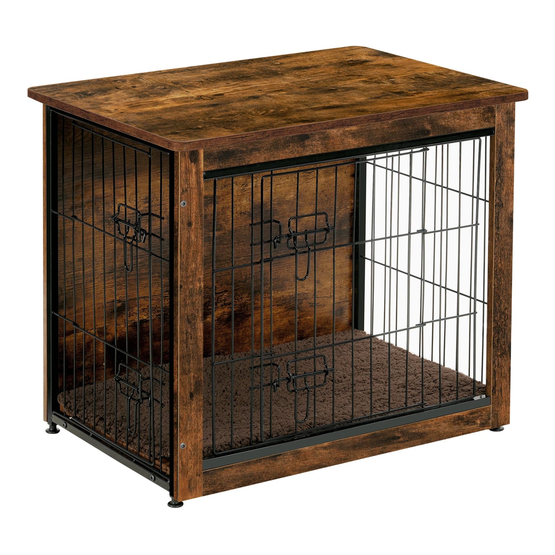 Dog Crate Furniture with Cushion, Wooden Kennel