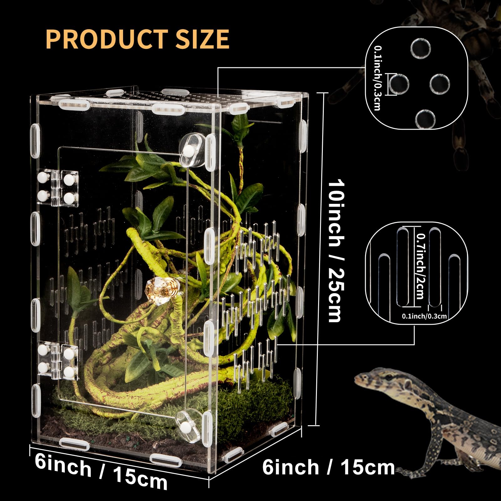 Reptile Terrarium Easy Assembly, 360° Clear