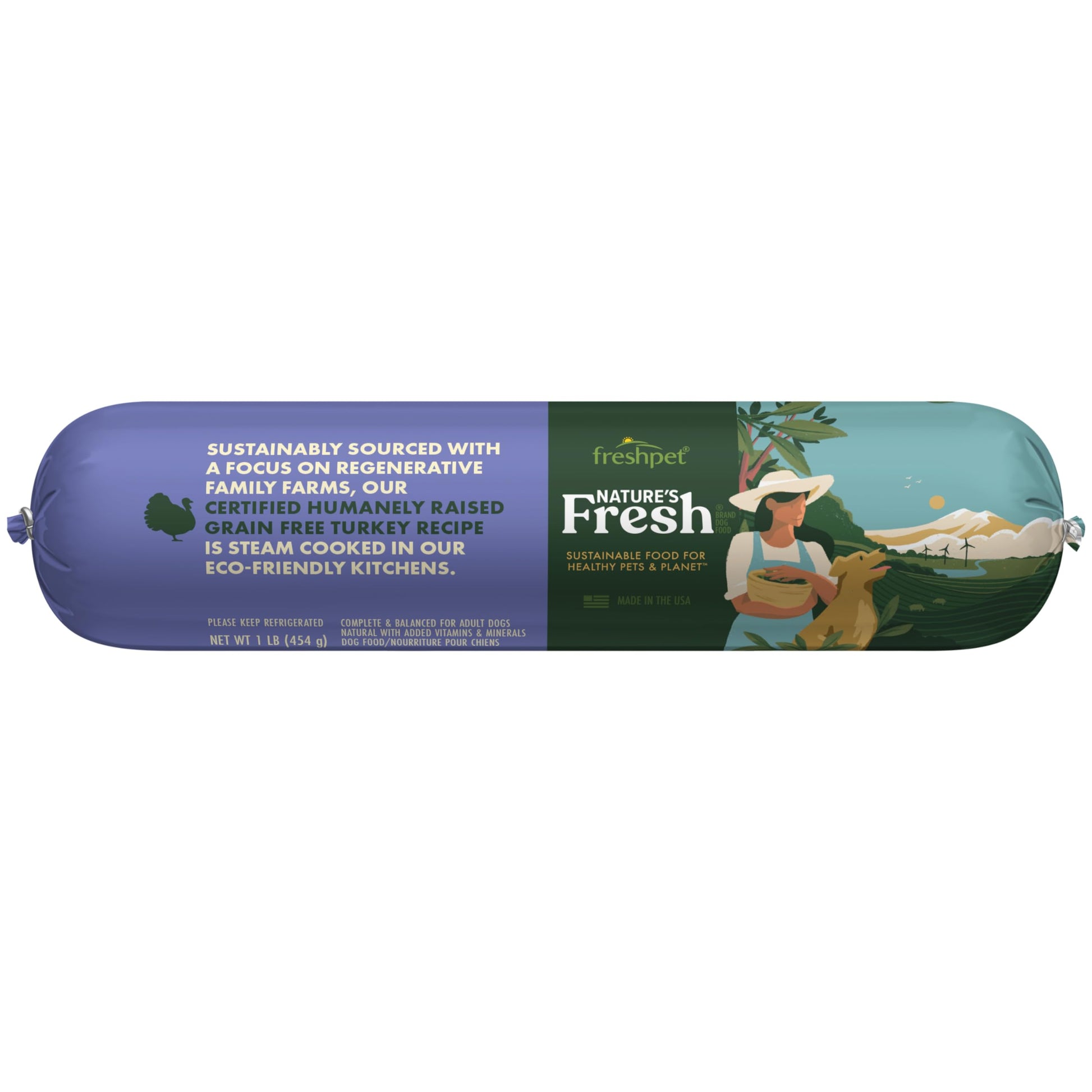 FreshPet Turkey Recipe with Spinach, Cranberries & Blueberries, 1 Lb