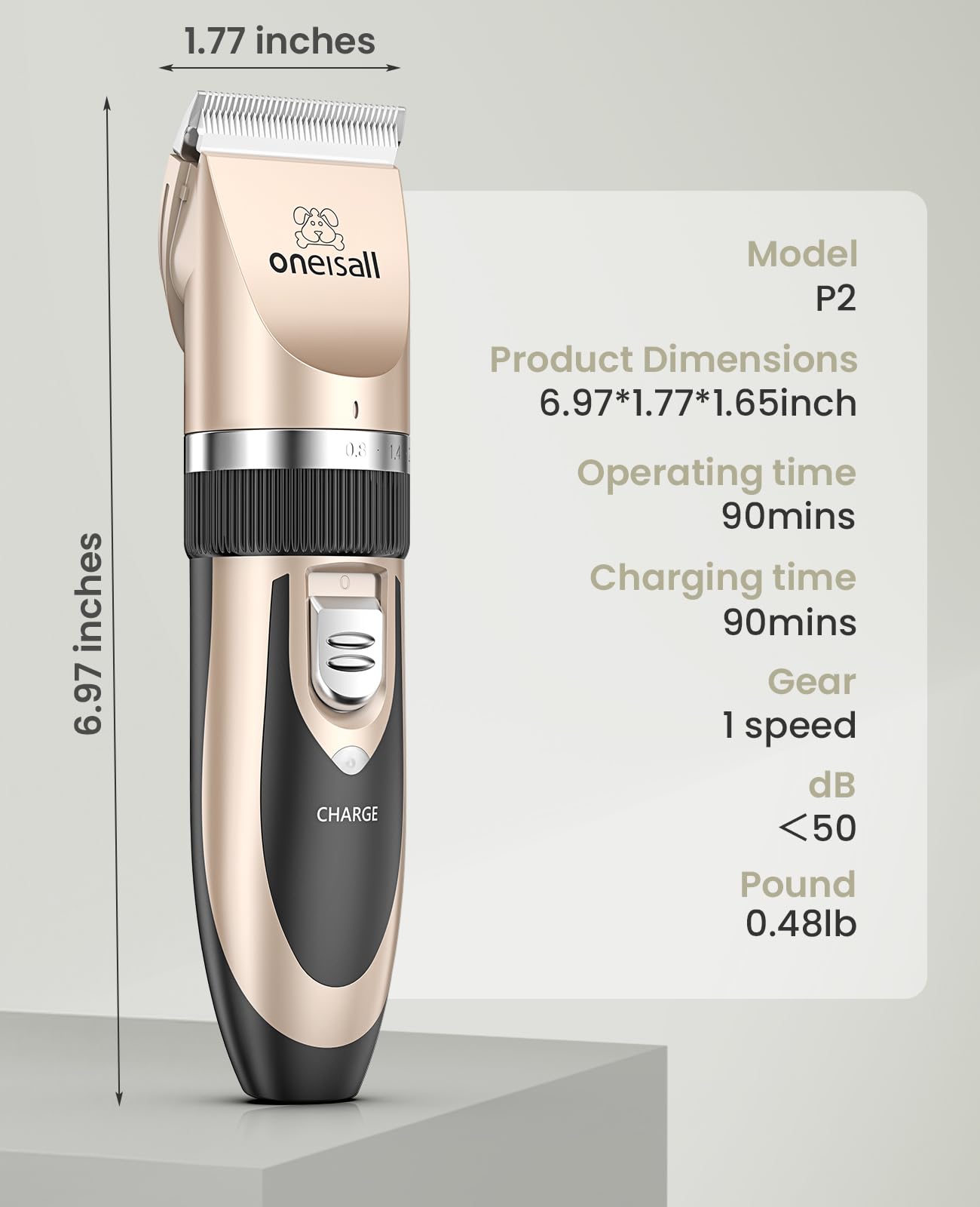 Dog Clipper Low Noise, Dog Grooming Kit with Rechargeable