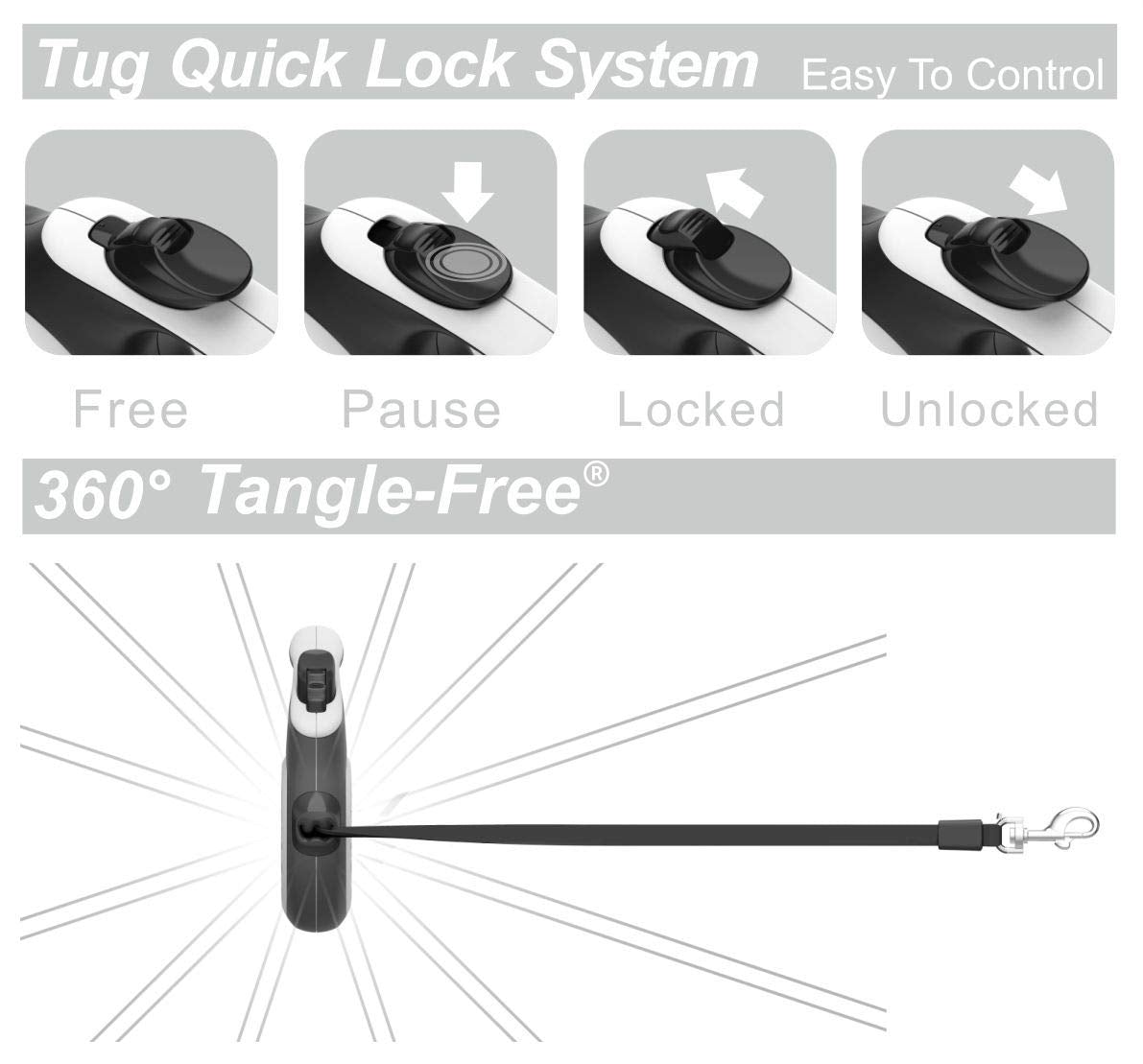 Tangle-Free Retractable Dog Leash | 16 ft Strong