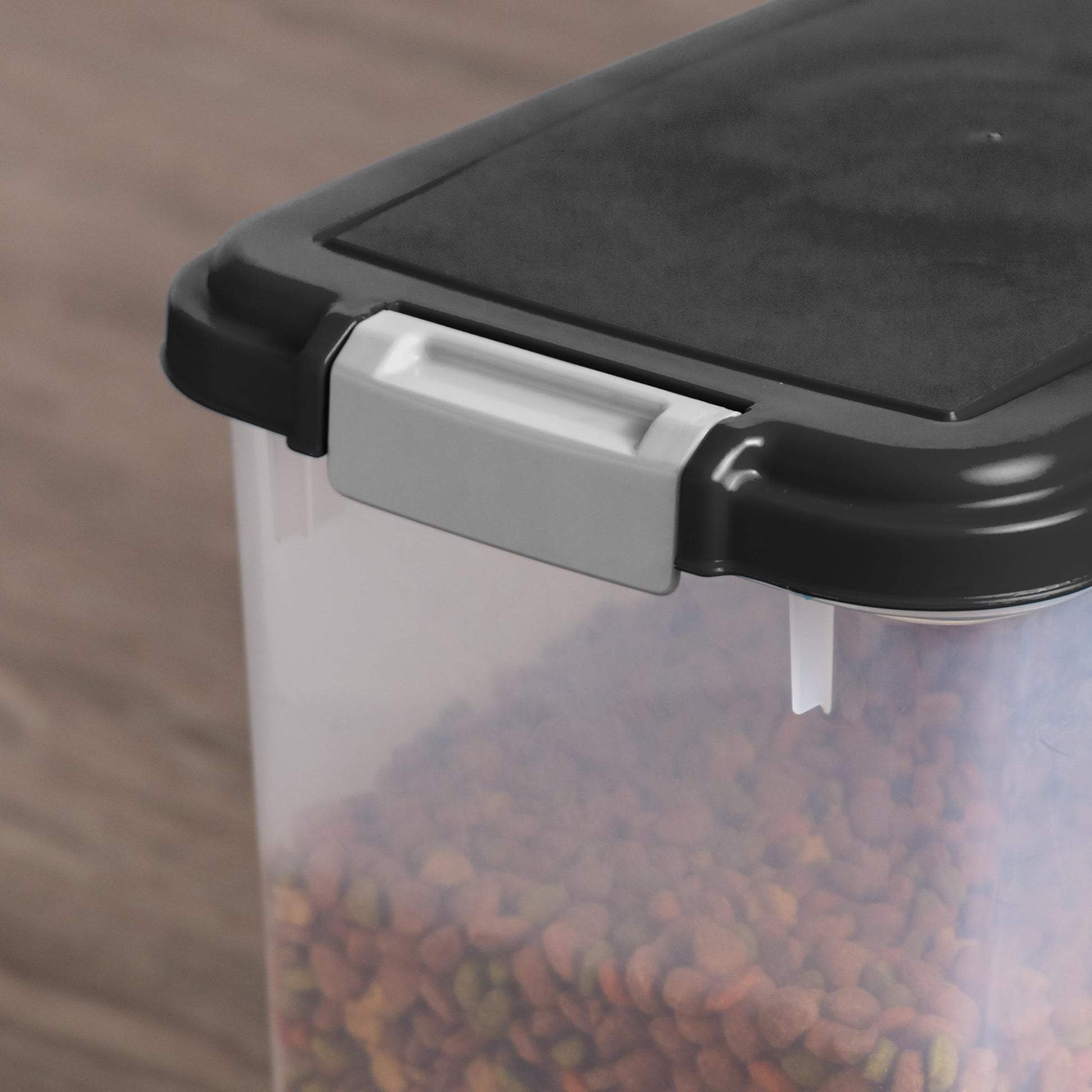 USA Airtight Pet Food Storage Container with Wheels Black, 30 lb Capacity