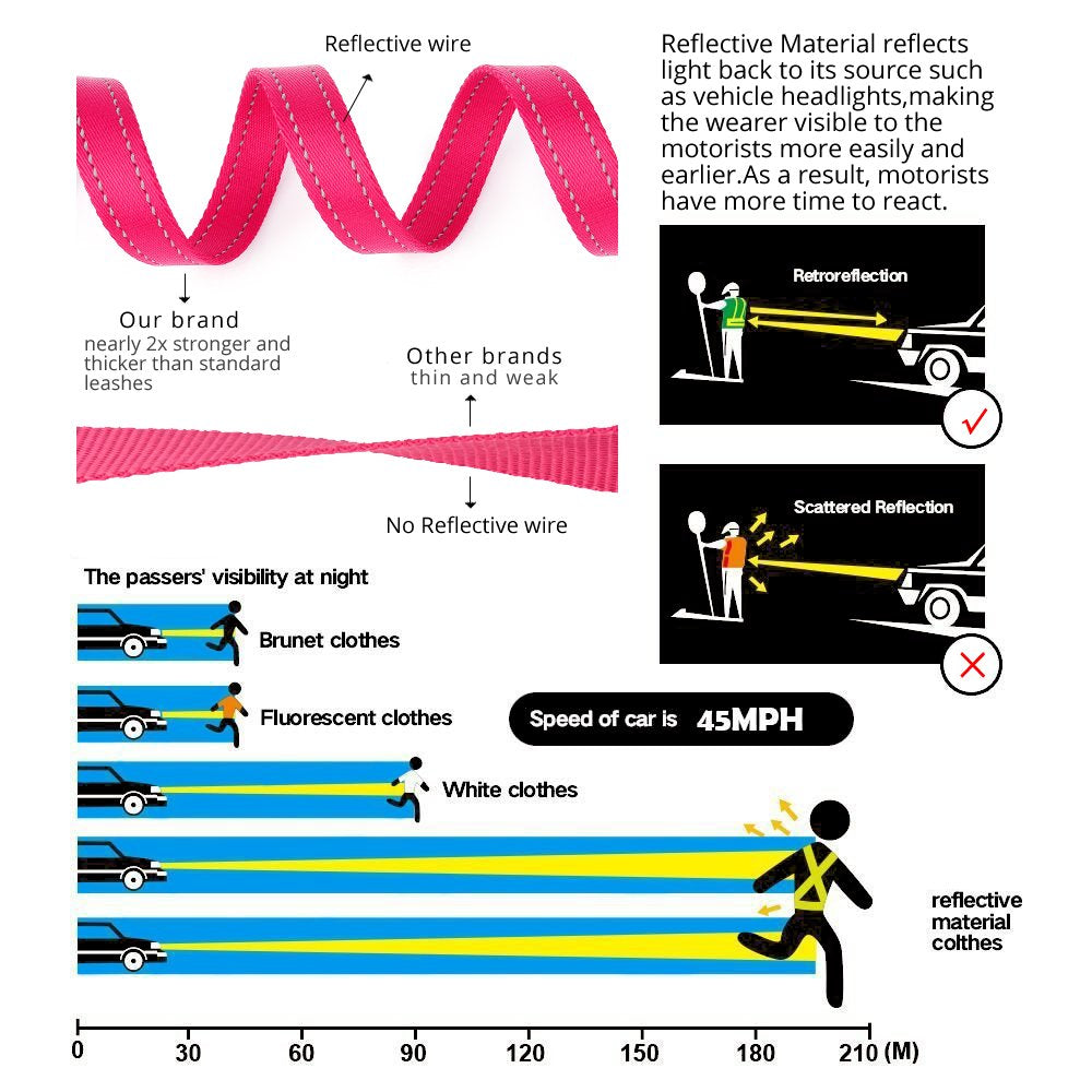 Double Handle Dog Leash 6ft Long