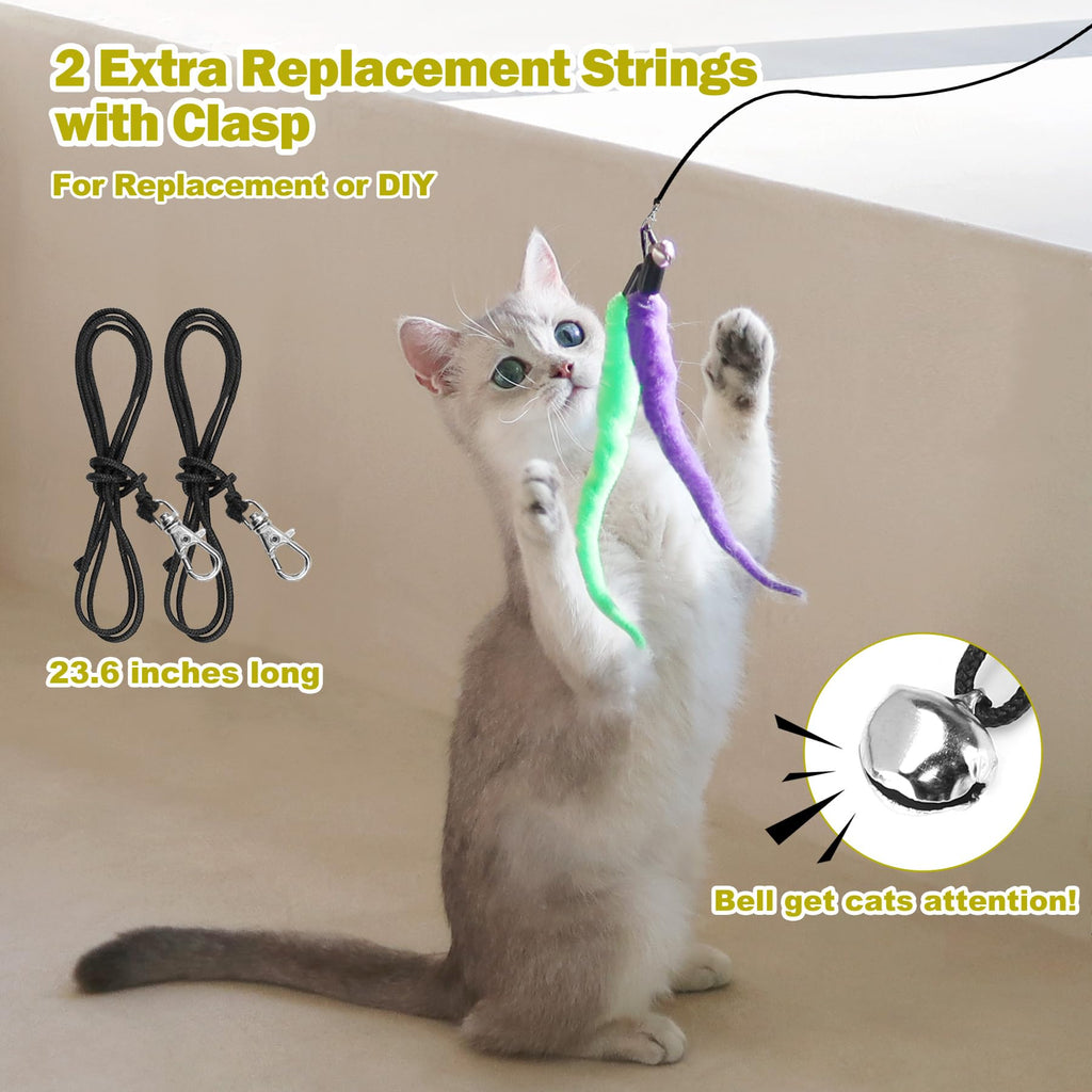 Interactive Cat Toys - Retractable Wand Toy and Feather Toys