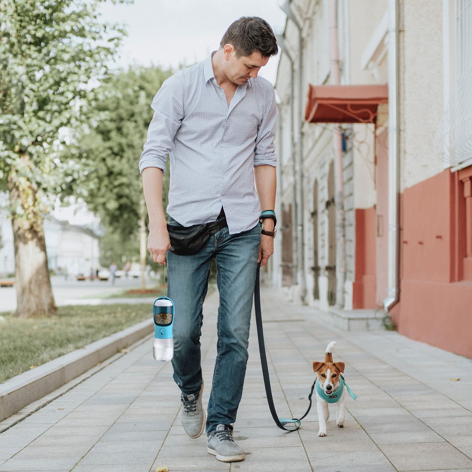 Dog Water Bottle with Food Container