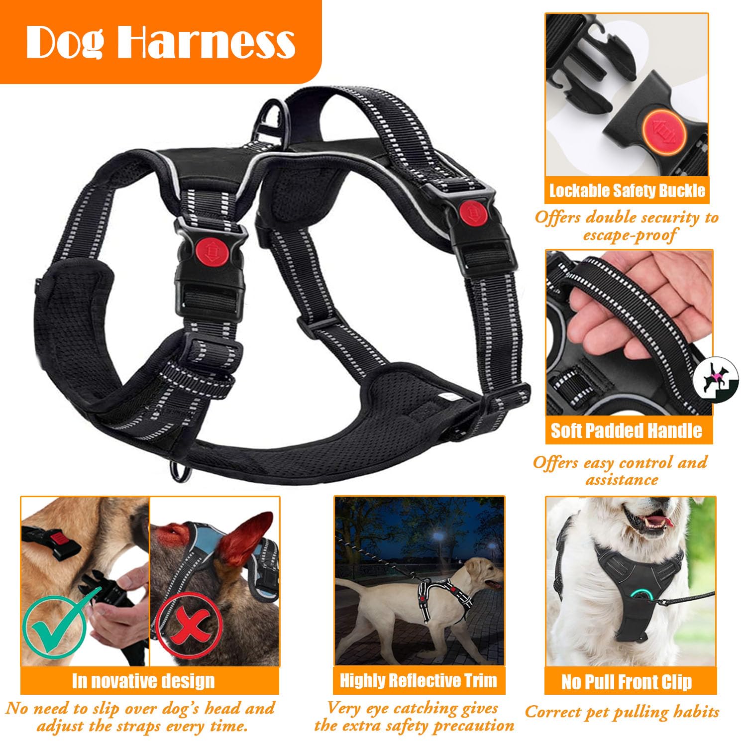 No Pull Dog Harness, Collar & Leash Set