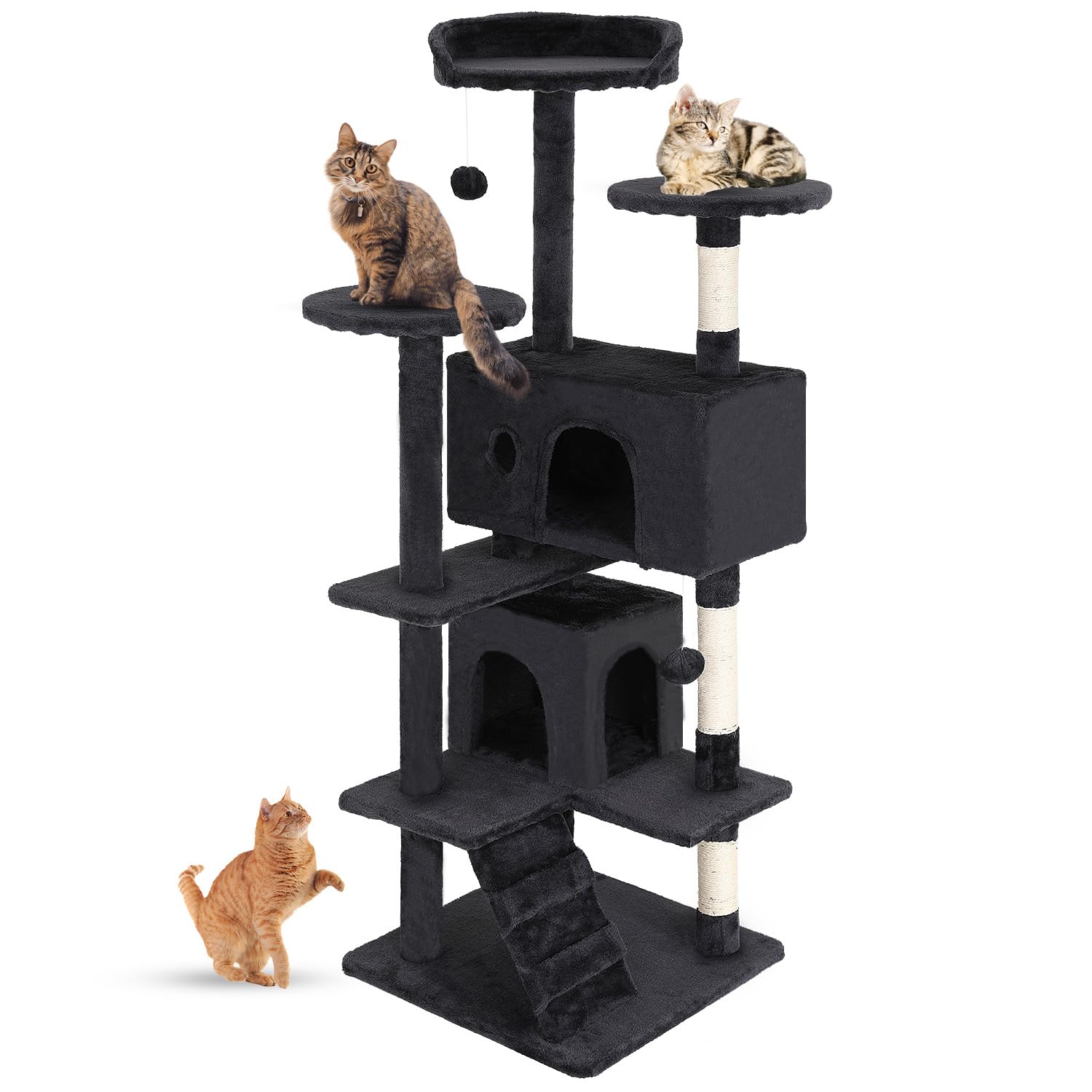 Cat Tree 54in Cat Tower Multi-Level Durable Cat Scratching Post