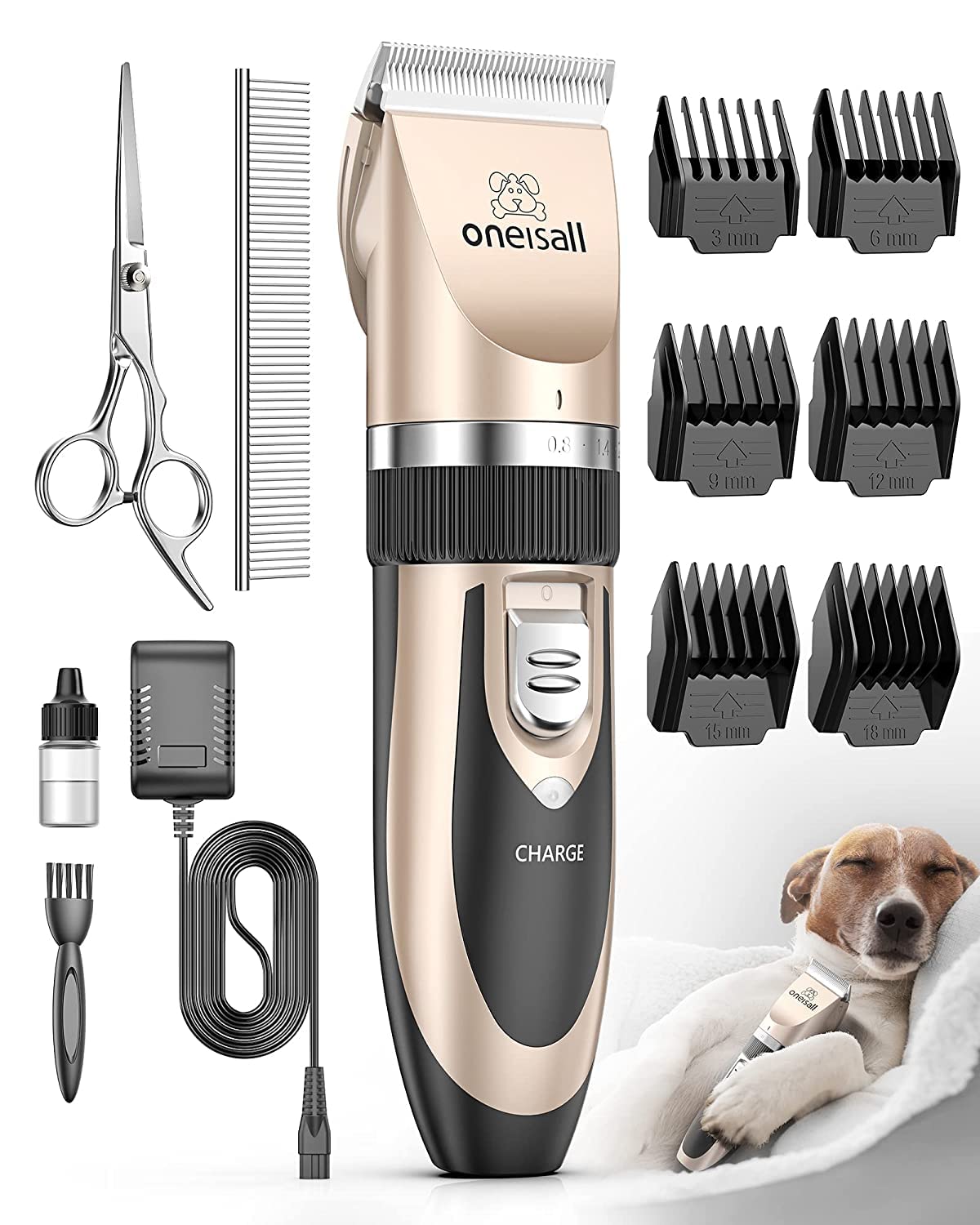 Dog Clipper Low Noise, Dog Grooming Kit with Rechargeable