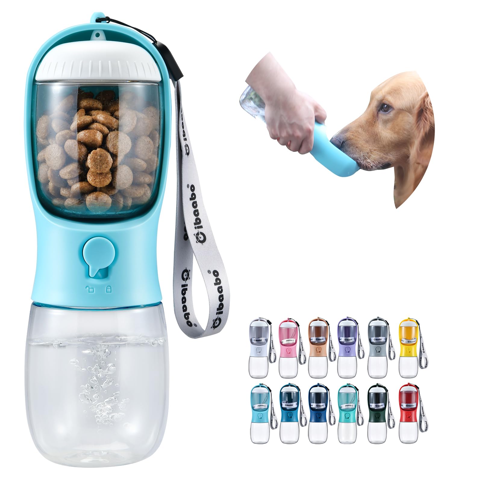 Dog Water Bottle with Food Container