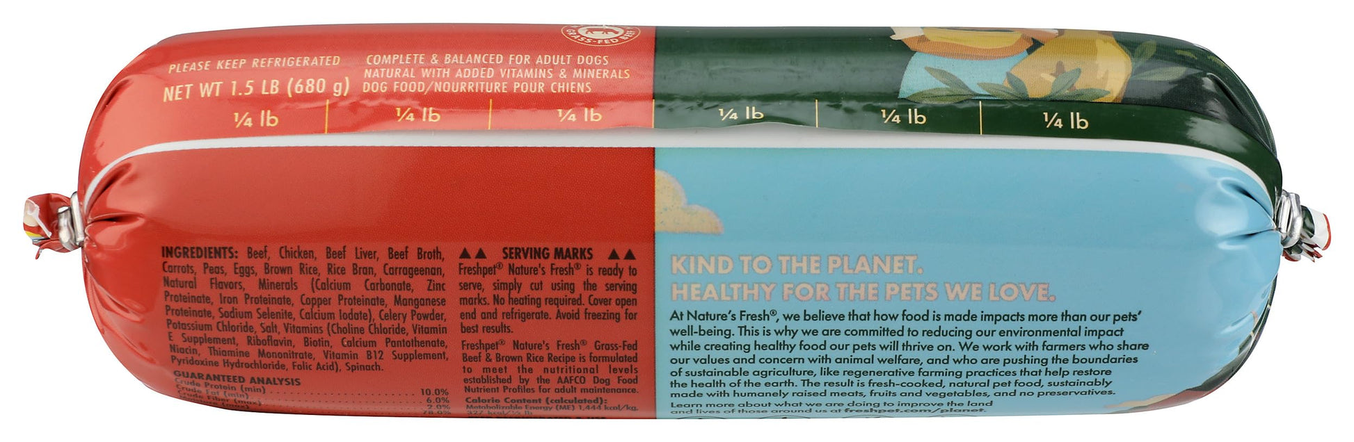 Freshpet Fresh Beef & Brown Rice Recipe Roll, 1.5 lb