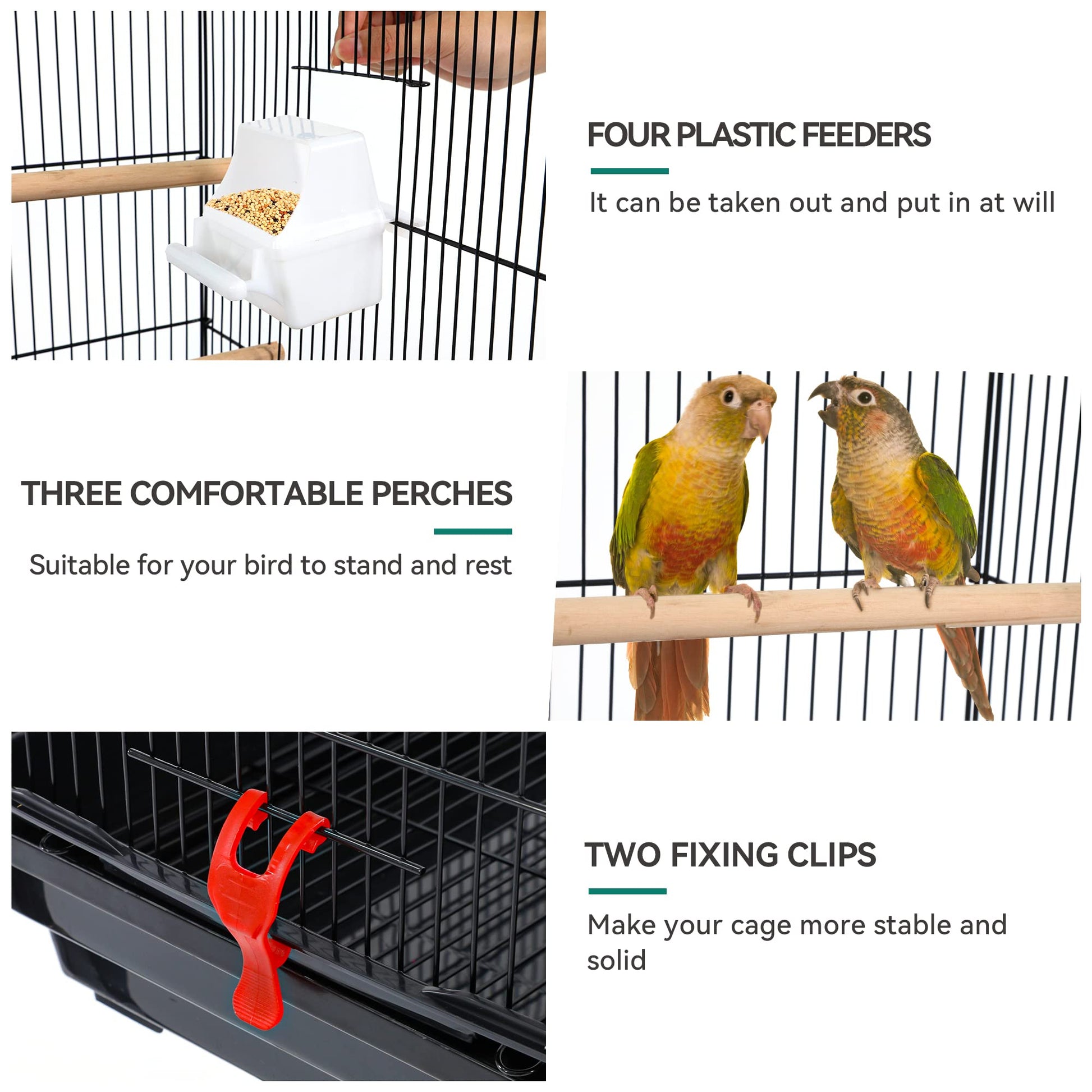 62 Inch Large Bird Cage - Metal Flight Cage with Rolling Stand