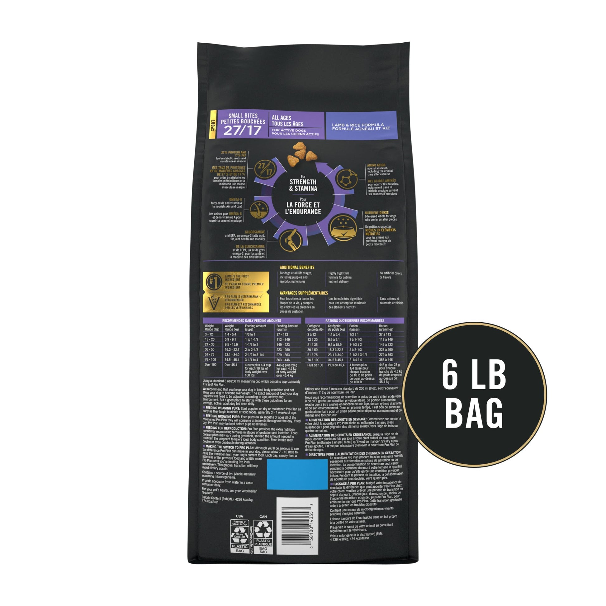 Purina Pro Plan High Protein Dog Food Lamb and Rice Formula - 6 lb. Bag