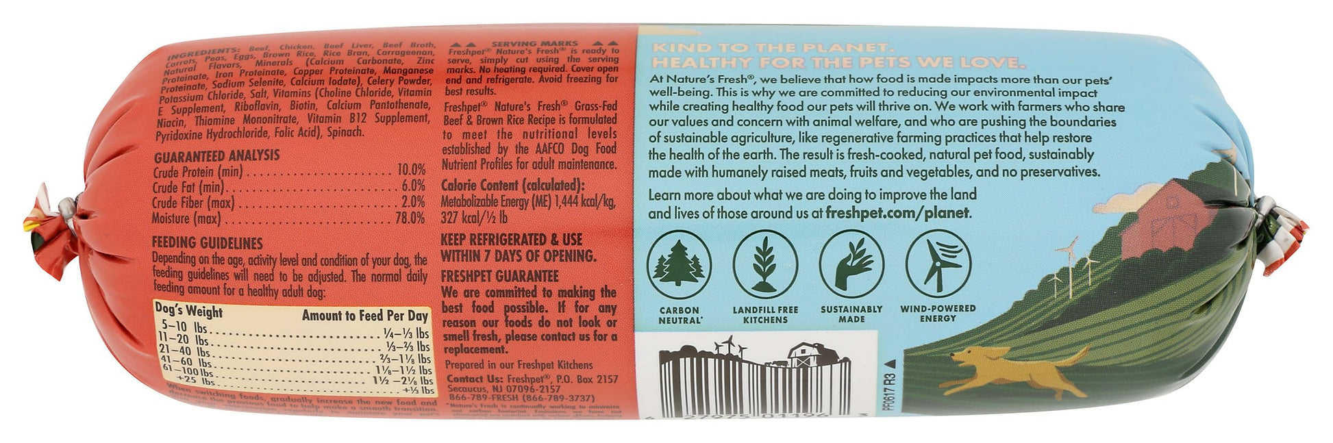 Freshpet Fresh Beef & Brown Rice Recipe Roll, 1.5 lb