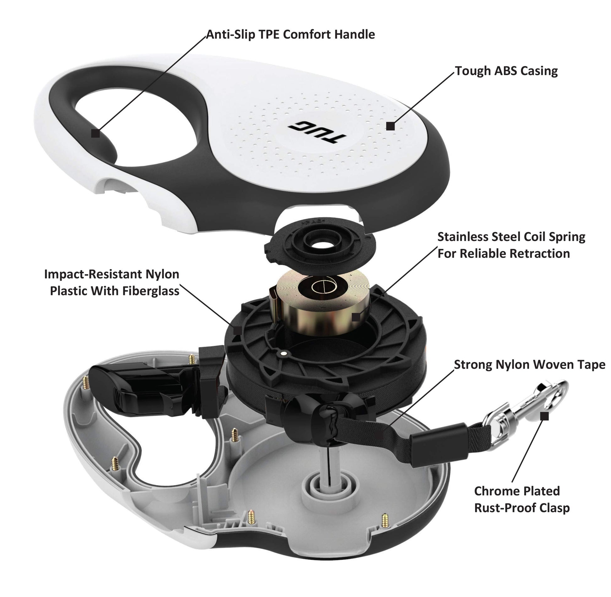 Tangle-Free Retractable Dog Leash | 16 ft Strong
