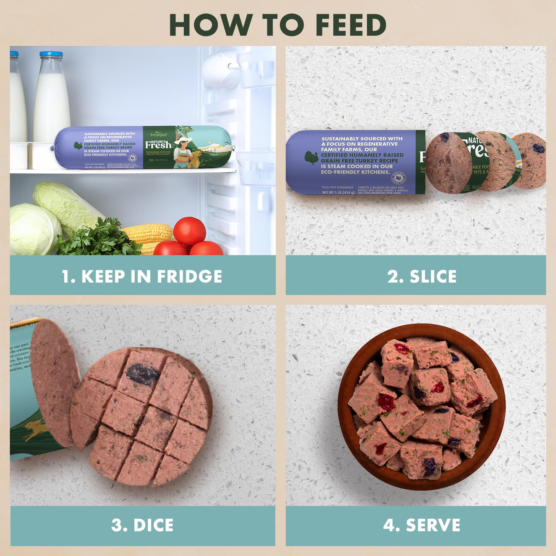 FreshPet Turkey Recipe with Spinach, Cranberries & Blueberries, 1 Lb