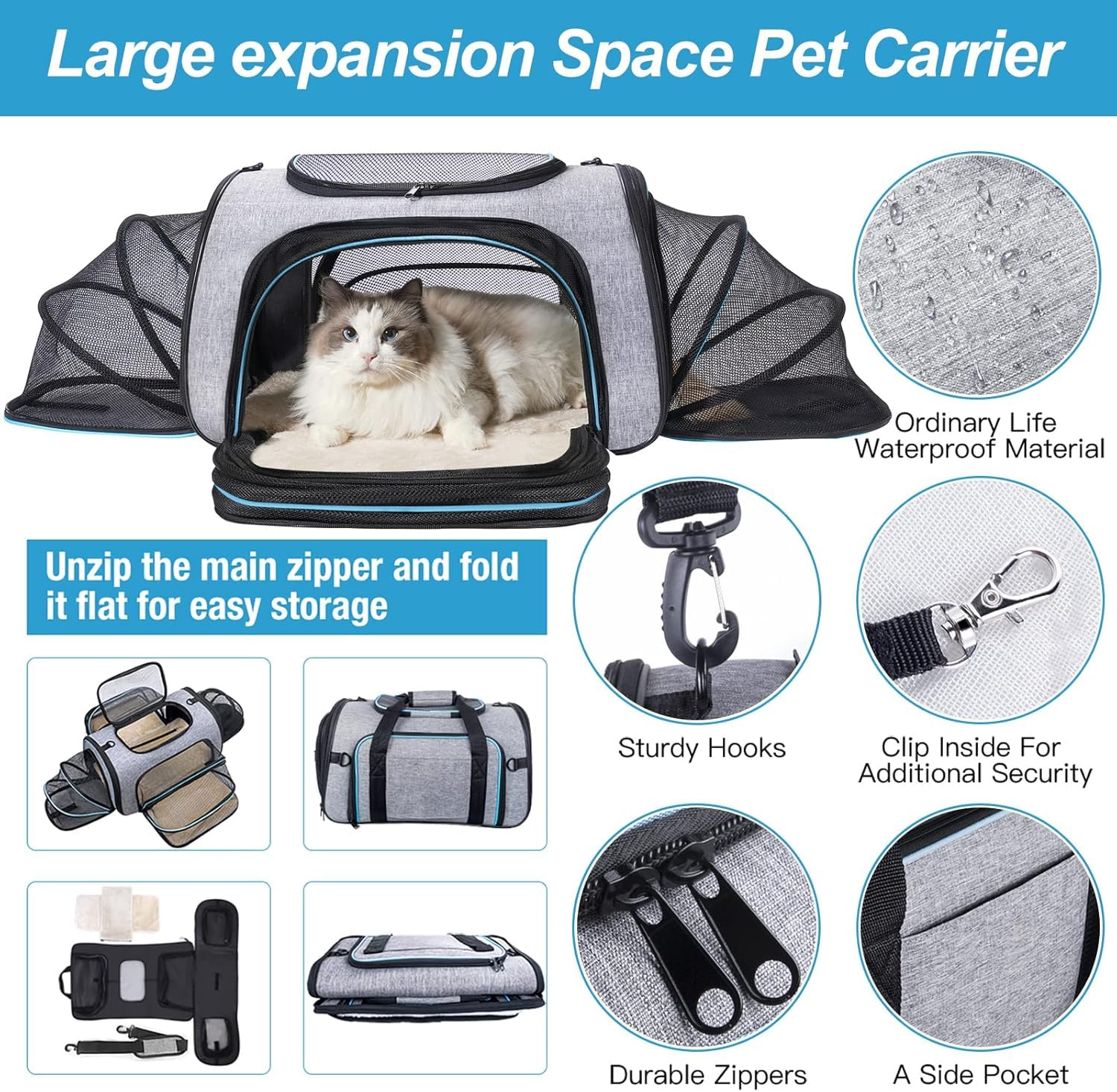 4 Sides Expandable Pet Carrier, Airline Approved