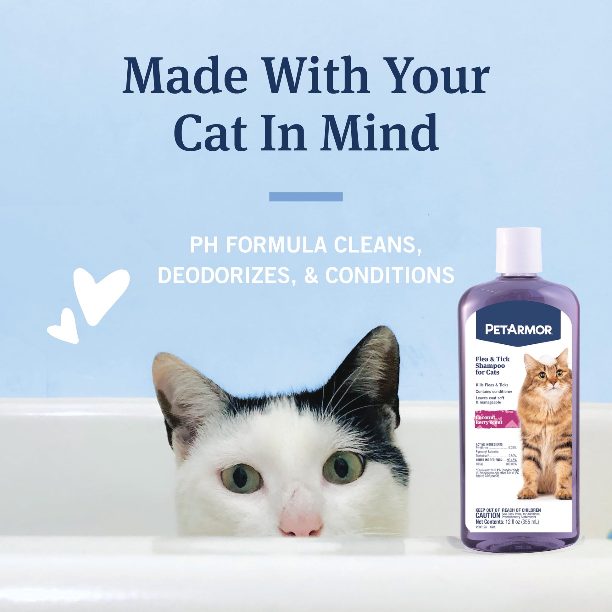 Flea and Tick Shampoo for Cats, Coconut Berry Scented